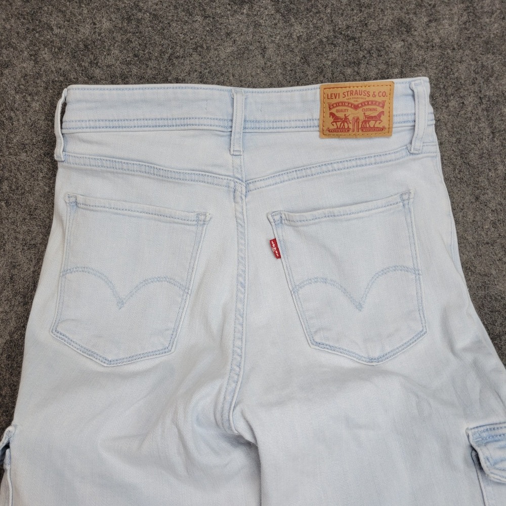 Levis 721 Cargo Jeans Womens 27 Blue Y2K Streetwear Grunge High Rise Skinny Leg - Picture 5 of 13